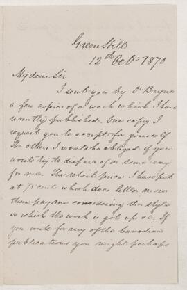 Letter, 12 October 1870