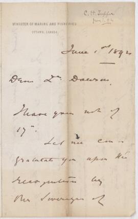 Letter, 1 June 1892