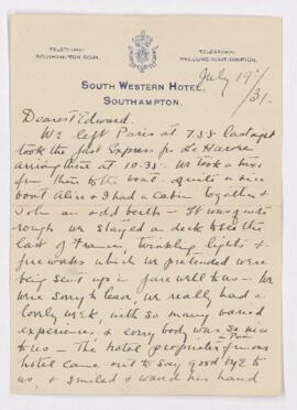 Letter, 19 July 1931