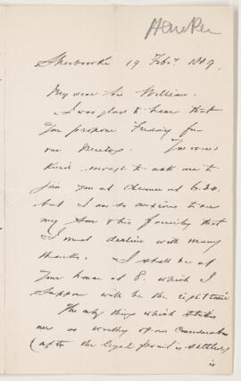 Letter, 19 February 1889