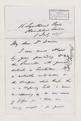 Letter, 1 July 1878