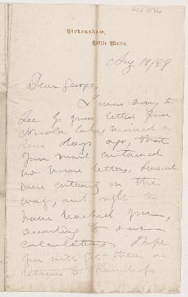 Letter, 19 August 1889