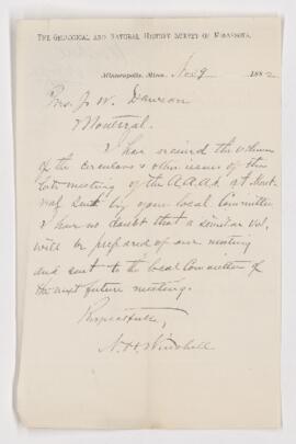 Letter, 9 November 1882