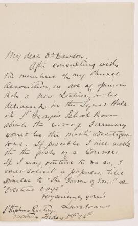 Letter from Lewis Evans