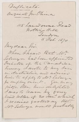 Letter, 5 February 1870