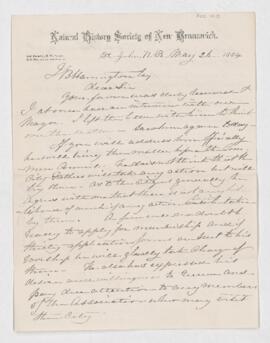 Letter from Leb. Botsford to B.J. Harrington, written from St. John (N.B.), from the Natural Hist...