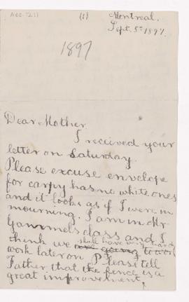 Letter, 5 September 1897