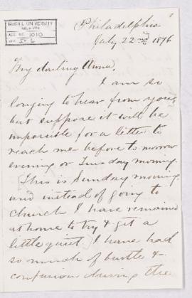 Letter, 22 July 1876