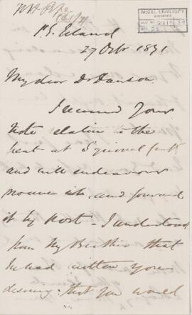 Letter, 27 October 1871