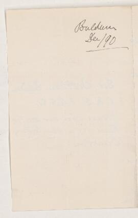 Letter, 31 December 1890