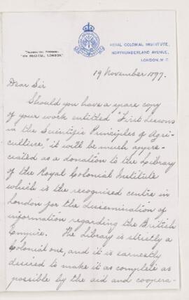 Letter, 19 November 1897