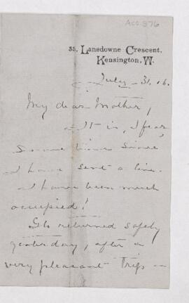 Letter, 31 July 1906