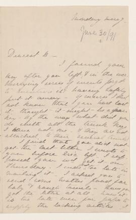 Letter, 30 June 1891