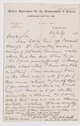 Letter, 20 July 1886