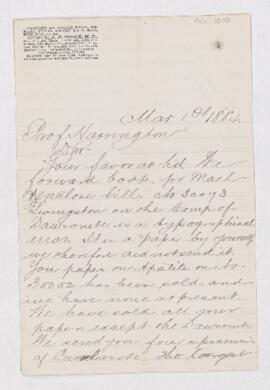 Letter from A.E. Foote to B.J. Harrington.