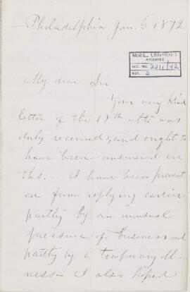 Letter, 6 January 1872