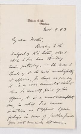 Letter, 9 November 1893