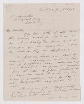 Letter from Alex. Cowan to B.J. Harrington, written from Brockville.