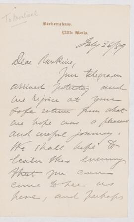 Letter, 26 July 1889