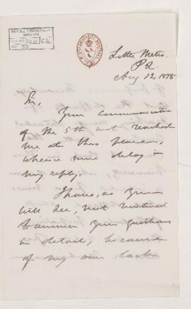 Letter, 12 August 1878