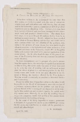 Note with Reference to a Chair of Botany in McGill University 