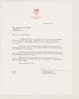 letter, 25 August 1971