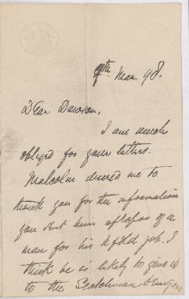 Letter, 9 March 1898