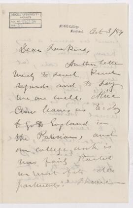 Letter, 3 October 1884