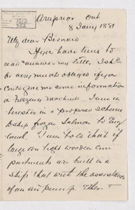 Letter from John Usborne to B.J. Harrington, written from Arnprior.