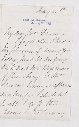 Letter, 11 May