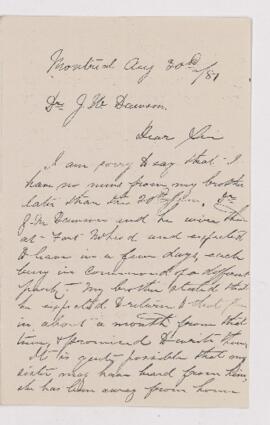 Letter, 30 August 1881