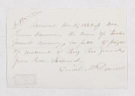 Receipt, 15 December 1849