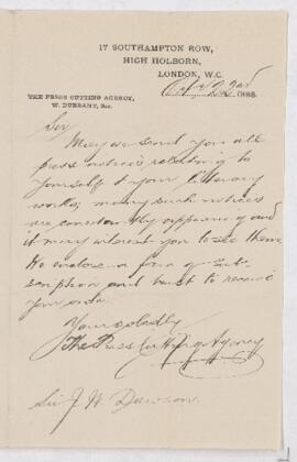 Letter, 22 October 1888