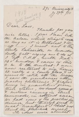 Letter, 27 July 1910