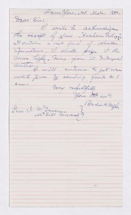 Letter, March 1880