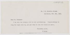 Letter to Francis R. Packard, November 9, 1901