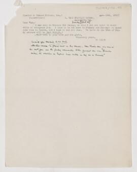 Letter to Edward F. Milburn, April 18, 1905