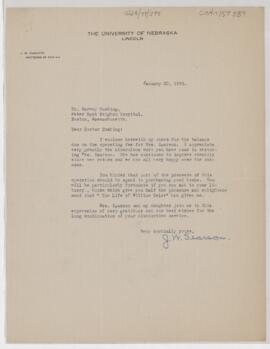Letter to Harvey Cushing, January 30, 1926