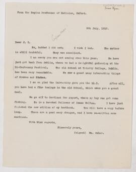 Letter to James Tyson, July 8, 1912