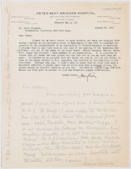 Letter to Simon Flexner, August 23, 1922