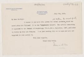 Letter to Harvey Cushing, July 7, 1921