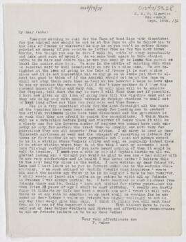 Letter to Edward Osler, September 16, 1931