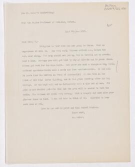 Letter to Henry Mills Thomas, (May 1917 ?)