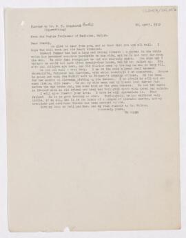 Letter to Francis John Shepherd, April 22, 1915