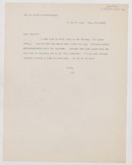 Letter to Henry Mills Thomas, November 8, 1908