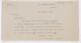 Letter to Edward Wyllys Taylor, March 24, 1919