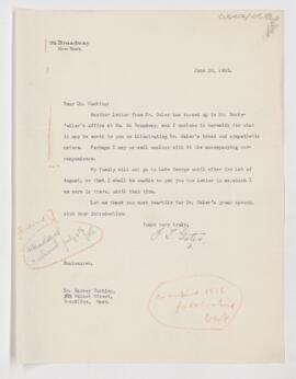 Letter to Harvey Cushing, June 28, 1920