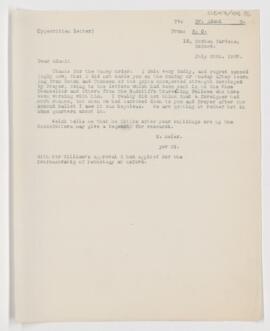 Letter to John George Adami, July 20, 1907