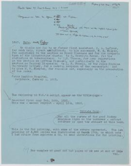 Notes from acknowledgements and title page, 1892