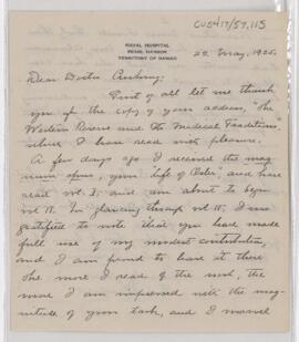 Letter to Harvey Cushing, May 22, 1925